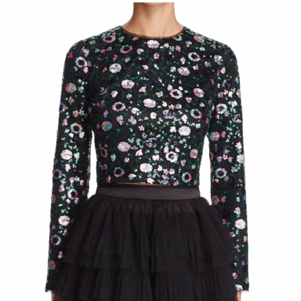 Zendaya x AQUA long sleeve sequin crop top